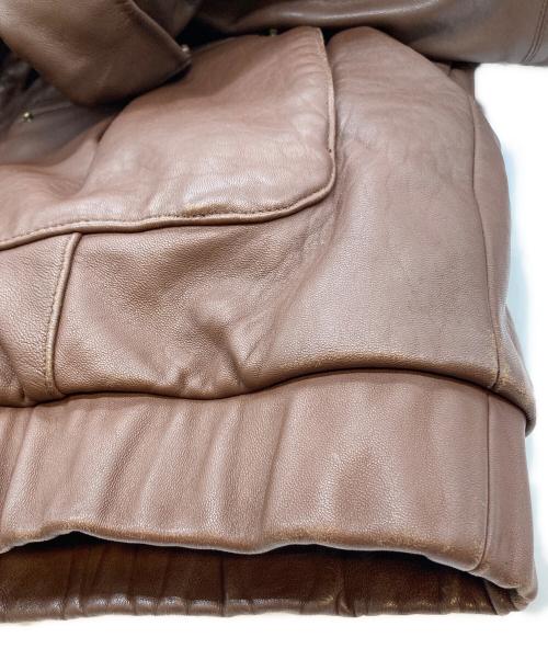 Eddie Bauer（エディーバウアー）Eddie Bauer (エディーバウアー) レザーダウンジャケット ブラウン サイズ:Lの古着・服飾アイテム