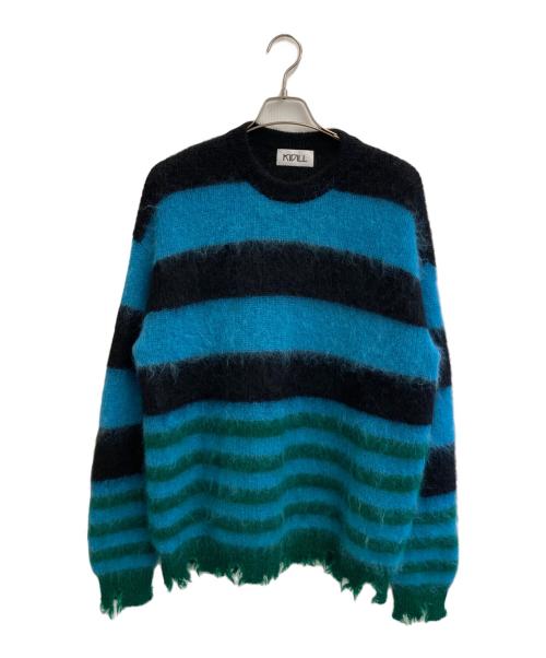 KIDILL（キディル）KIDILL (キディル) MOHAIR BORDER KNIT ブラック×ブルー サイズ:Freeの古着・服飾アイテム