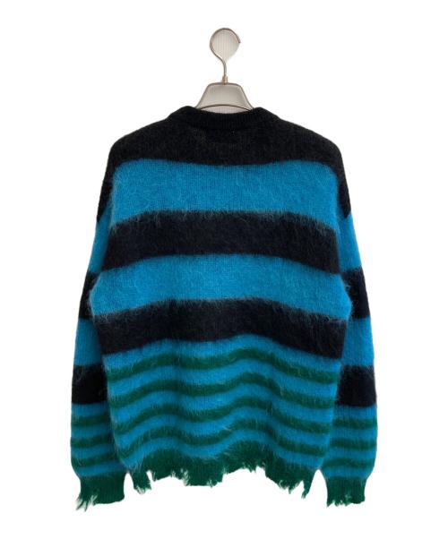 KIDILL（キディル）KIDILL (キディル) MOHAIR BORDER KNIT ブラック×ブルー サイズ:Freeの古着・服飾アイテム