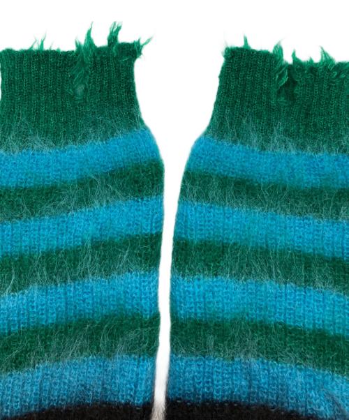 KIDILL（キディル）KIDILL (キディル) MOHAIR BORDER KNIT ブラック×ブルー サイズ:Freeの古着・服飾アイテム