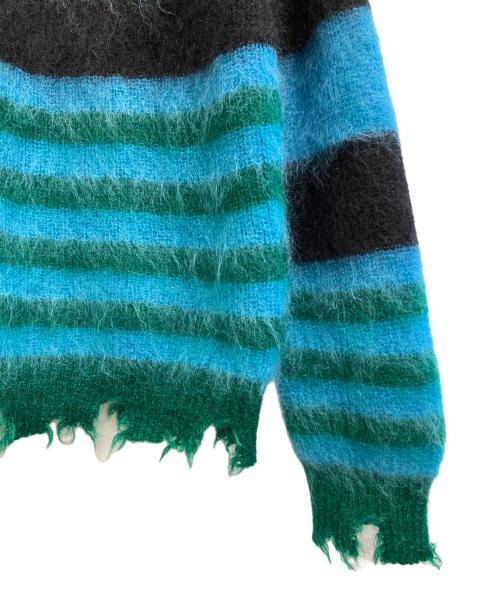 KIDILL（キディル）KIDILL (キディル) MOHAIR BORDER KNIT ブラック×ブルー サイズ:Freeの古着・服飾アイテム