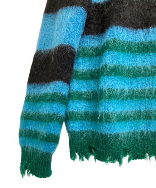 KIDILL（キディル）KIDILL (キディル) MOHAIR BORDER KNIT ブラック×ブルー サイズ:Freeの古着・服飾アイテム