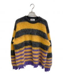 KIDILL（キディル）の古着「MOHAIR BORDER KNIT」｜グレー×イエロー