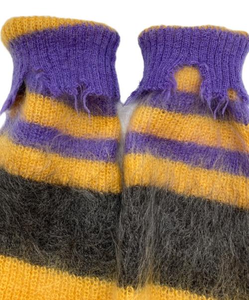 KIDILL（キディル）KIDILL (キディル) MOHAIR BORDER KNIT グレー×イエロー サイズ:Freeの古着・服飾アイテム