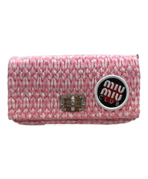 MIU MIU（ミュウミュウ）MIU MIU (ミュウミュウ) ナッパクリスタル2WAYショルダーバッグ ピンクの古着・服飾アイテム