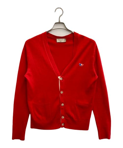 maison kitsune（メゾンキツネ）MAISON KITSUNE (メゾンキツネ) トリコロールフォックスカーディガン レッド サイズ:Sの古着・服飾アイテム