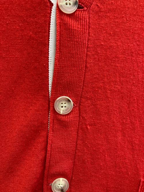 maison kitsune（メゾンキツネ）MAISON KITSUNE (メゾンキツネ) トリコロールフォックスカーディガン レッド サイズ:Sの古着・服飾アイテム