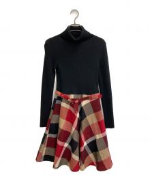 BLUE LABEL CRESTBRIDGE（ブルーレーベルクレストブリッジ）の古着「クレストブリッジチェッククロッシングビエラドッキングドレス」｜ブラック×レッド