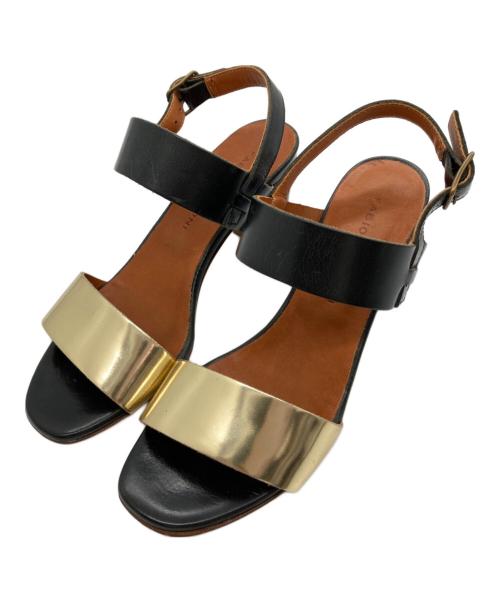 FABIO RUSCONI（ファビオルスコーニ）FABIO RUSCONI (ファビオルスコーニ) サンダル ブラック×ベージュ サイズ:36の古着・服飾アイテム