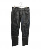 63leathers63レザー）の古着「ダブルニーレザーパンツ」｜ブラック