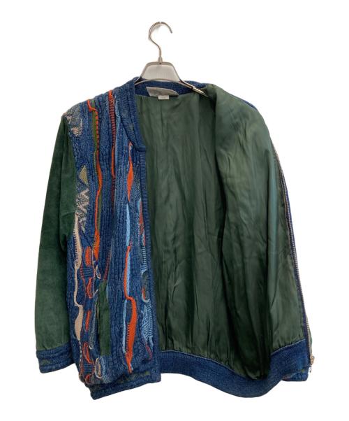 Coogi（クージー）Coogi (クージー) ドッキングニットブルゾン ブルー×グリーン サイズ:Mの古着・服飾アイテム