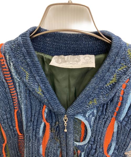Coogi（クージー）Coogi (クージー) ドッキングニットブルゾン ブルー×グリーン サイズ:Mの古着・服飾アイテム