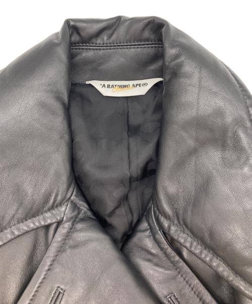 A BATHING APE（アベイシングエイプ）A BATHING APE (ア ベイシング エイプ) シープスキンレザーダウンPコート ブラック サイズ:Mの古着・服飾アイテム