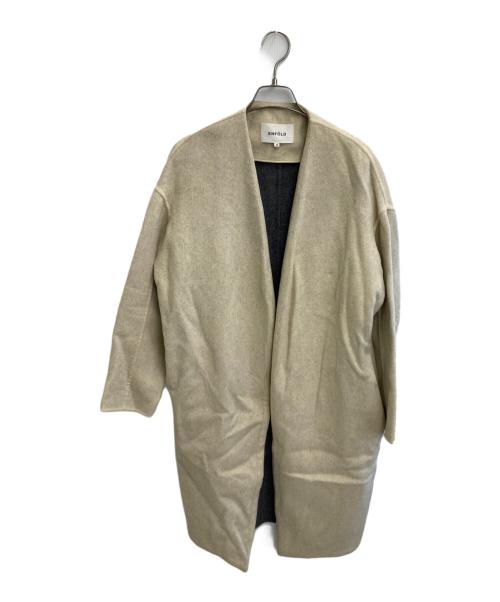 ENFOLD（エンフォルド）ENFOLD (エンフォルド) トップリバーノーカラーコート ベージュ サイズ:36の古着・服飾アイテム