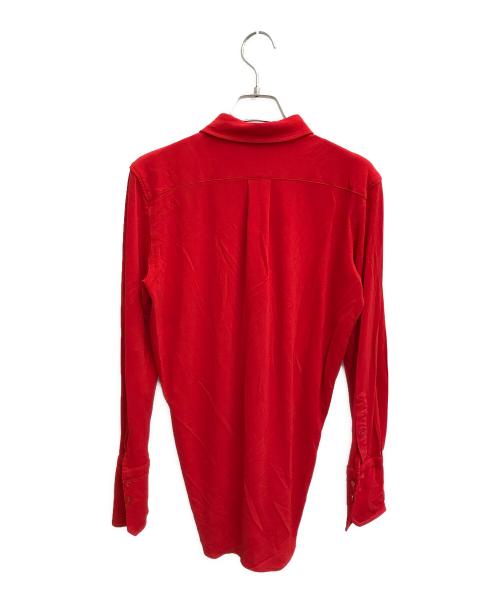 patou（パトゥ）Patou (パトゥ) ピーターパンカラー ジャージー ブラウス レッド サイズ:Lの古着・服飾アイテム