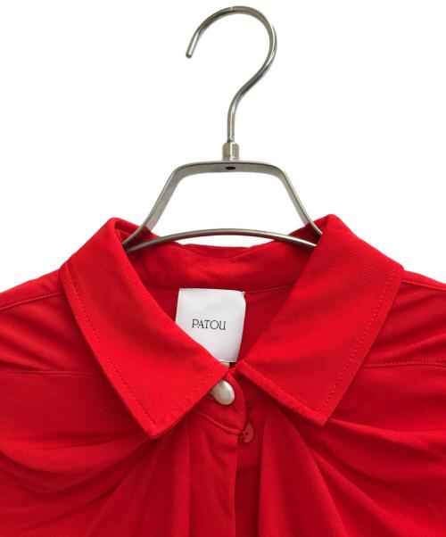 patou（パトゥ）Patou (パトゥ) ピーターパンカラー ジャージー ブラウス レッド サイズ:Lの古着・服飾アイテム