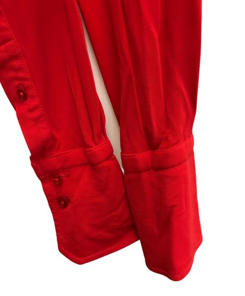 patou（パトゥ）Patou (パトゥ) ピーターパンカラー ジャージー ブラウス レッド サイズ:Lの古着・服飾アイテム