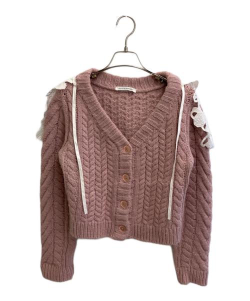 CECILIE BAHNSEN（セシリーバンセン）Cecilie Bahnsen (セシリーバンセン) MILO JUMPERメリノウール アルパカ襟付きケーブルカーディガン ピンク サイズ:XSの古着・服飾アイテム