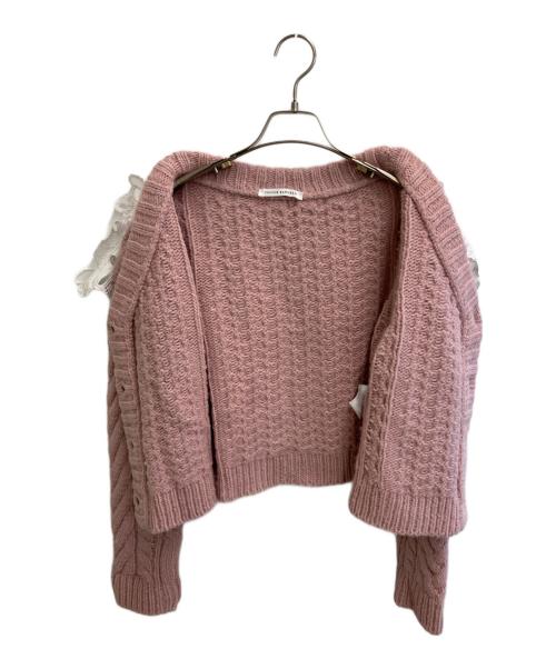 CECILIE BAHNSEN（セシリーバンセン）Cecilie Bahnsen (セシリーバンセン) MILO JUMPERメリノウール アルパカ襟付きケーブルカーディガン ピンク サイズ:XSの古着・服飾アイテム