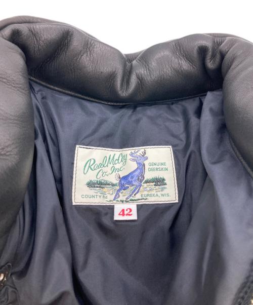 THE REAL McCOY'S（ザ・リアルマッコイズ）THE REAL McCOY'S (ザ・リアルマッコイズ) DEERSKIN DOWN JACKE ブラック サイズ:42の古着・服飾アイテム