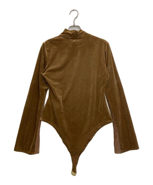 Ameri（アメリ）AMERI (アメリ) UND SIDE SHEER VELOUR BODYSUIT TOP ブラウン サイズ:Mの古着・服飾アイテム