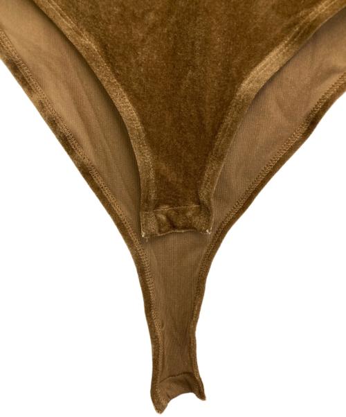 Ameri（アメリ）AMERI (アメリ) UND SIDE SHEER VELOUR BODYSUIT TOP ブラウン サイズ:Mの古着・服飾アイテム