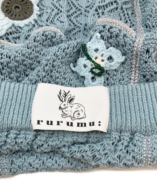 rurumu:（ルルムウ）rurumu: (ルルムウ) crochet motif knit skirt スカイブルー サイズ:FREEの古着・服飾アイテム