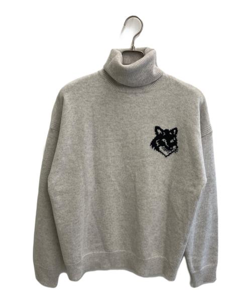 maison kitsune（メゾンキツネ）MAISON KITSUNE (メゾンキツネ) インターシャ セーター グレー サイズ:SIZE XSの古着・服飾アイテム