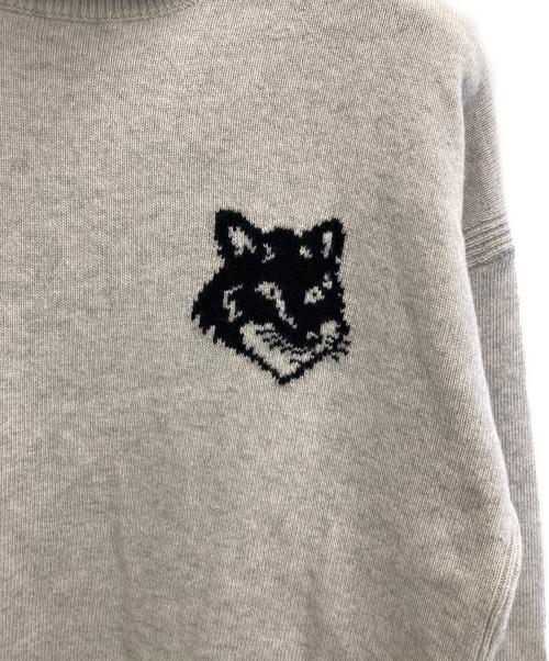 maison kitsune（メゾンキツネ）MAISON KITSUNE (メゾンキツネ) インターシャ セーター グレー サイズ:SIZE XSの古着・服飾アイテム