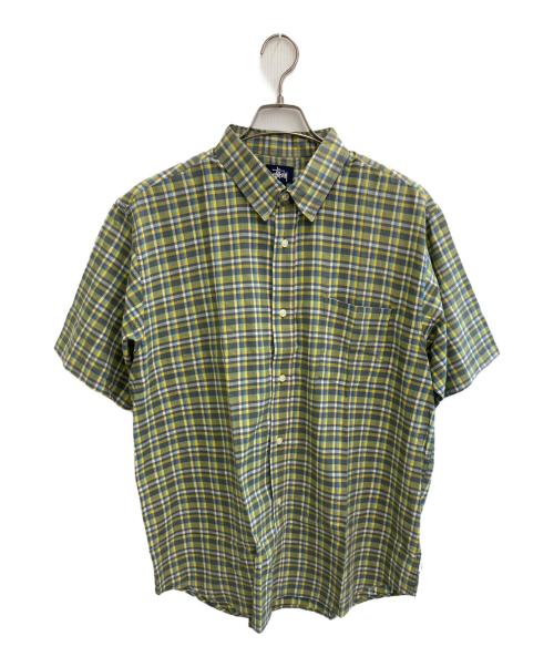 stussy（ステューシー）stussy (ステューシー) 半袖チェックシャツ グリーン サイズ:Ｌの古着・服飾アイテム
