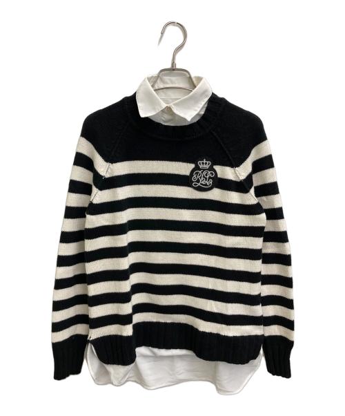 LAUREN RALPH LAUREN（ローレンラルフローレン）LAUREN RALPH LAUREN (ローレンラルフローレン) シャツドッキングニット ブラック×ホワイト サイズ:Sの古着・服飾アイテム