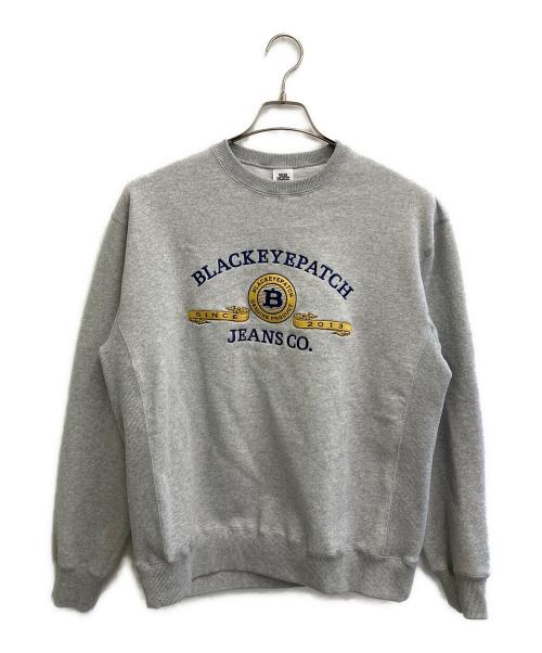BlackEyePatch（ブラックアイパッチ）BlackEyePatch (ブラックアイパッチ) CURRENSY EMBLEM CREW SWEAT グレー サイズ:SIZE Mの古着・服飾アイテム