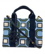 TORY BURCHトリーバーチ）の古着「オクタゴン 2WAYトートバッグ」｜スカイブルー