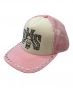 Hysteric Glamourヒステリックグラマー）の古着「SEE NO EVIL スタッズメッシュキャップ」｜ピンク