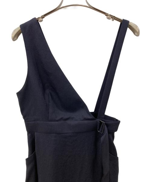 ENFOLD（エンフォルド）ENFOLD (エンフォルド) リネンライク アシンメショルダー SKIRT ネイビー サイズ:SIZE Ｍ 未使用品の古着・服飾アイテム