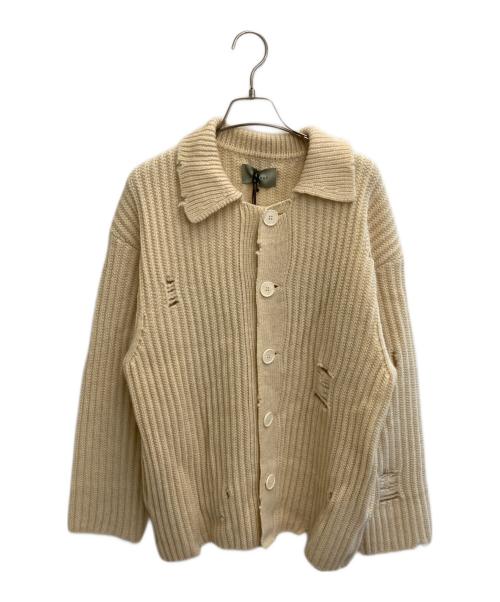 NVRFRGT（ネヴァーフォーゲット）NVRFRGT (ネヴァーフォーゲット) RAW WOOL DAMAGED CARDIGAN アイボリー サイズ:1 未使用品の古着・服飾アイテム