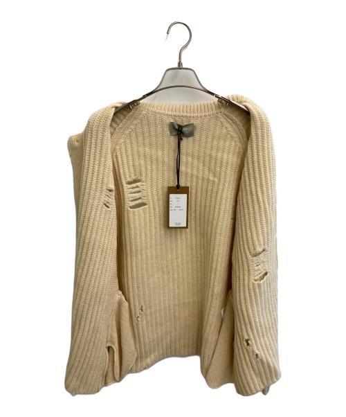 NVRFRGT（ネヴァーフォーゲット）NVRFRGT (ネヴァーフォーゲット) RAW WOOL DAMAGED CARDIGAN アイボリー サイズ:1 未使用品の古着・服飾アイテム