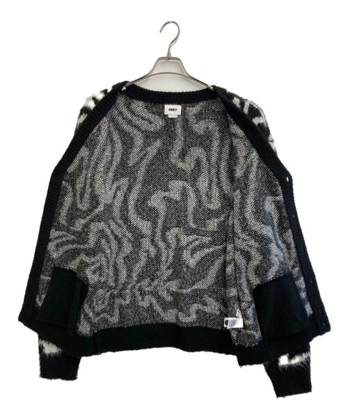 OBEY（オベイ）OBEY (オベイ) カーディガン ブラック×ホワイト サイズ:XLの古着・服飾アイテム