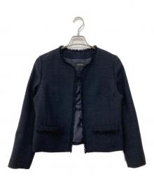 UNTITLED（アンタイトル）の古着「ラメツイード ノーカラージャケット」｜ネイビー