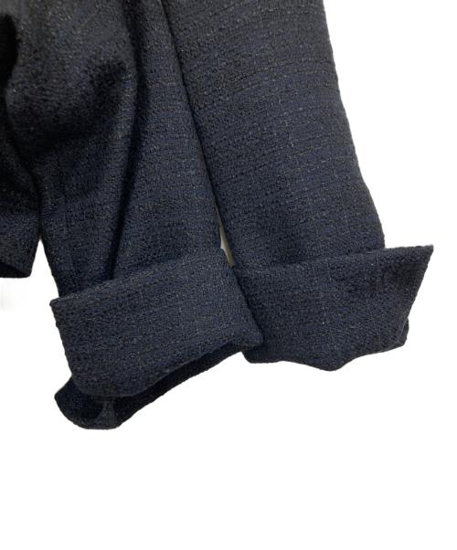 UNTITLED（アンタイトル）UNTITLED (アンタイトル) ラメツイード ノーカラージャケット ネイビー サイズ:3の古着・服飾アイテム