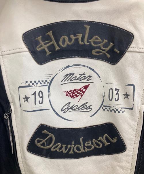 HARLEY-DAVIDSON（ハーレーダビッドソン）HARLEY-DAVIDSON (ハーレーダビッドソン) Alyssa 3-in-1 Leather Jacket ブラック×ホワイト サイズ:Lの古着・服飾アイテム