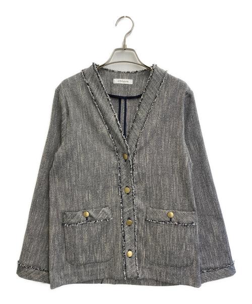 La TOTALITE（ラ ト―タリテ）La TOTALITE (ラ ト―タリテ) ツィード Vネックジャケット グレー サイズ:Freeの古着・服飾アイテム