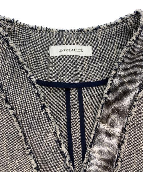 La TOTALITE（ラ ト―タリテ）La TOTALITE (ラ ト―タリテ) ツィード Vネックジャケット グレー サイズ:Freeの古着・服飾アイテム