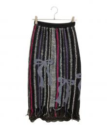 rurumu（ルルムウ）の古着「ribbon knitted punch needle skirt」｜ブラック