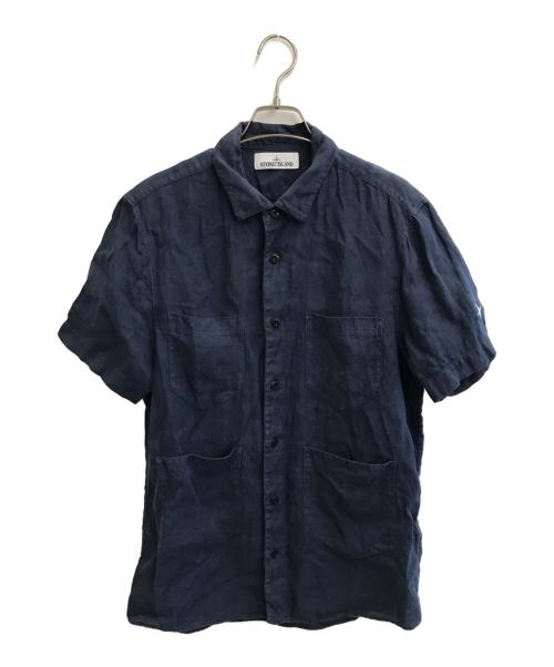 STONE ISLAND（ストーンアイランド）STONE ISLAND (ストーンアイランド) リネンガーメントダイ シャツ ネイビー サイズ:Mの古着・服飾アイテム