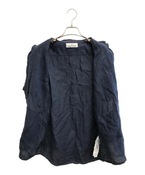 STONE ISLAND（ストーンアイランド）STONE ISLAND (ストーンアイランド) リネンガーメントダイ シャツ ネイビー サイズ:Mの古着・服飾アイテム