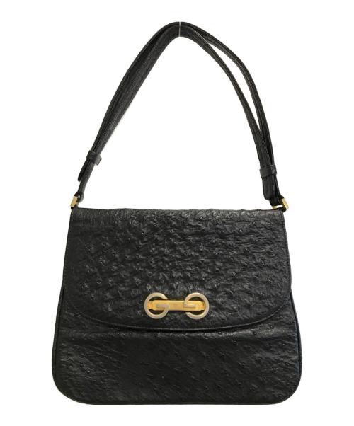 GUCCI（グッチ）GUCCI (グッチ) オーストリッチハンドバッグ ブラック サイズ:-の古着・服飾アイテム