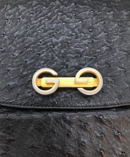 GUCCI（グッチ）GUCCI (グッチ) オーストリッチハンドバッグ ブラック サイズ:-の古着・服飾アイテム