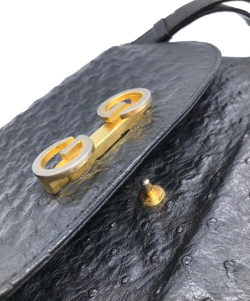 GUCCI（グッチ）GUCCI (グッチ) オーストリッチハンドバッグ ブラック サイズ:-の古着・服飾アイテム