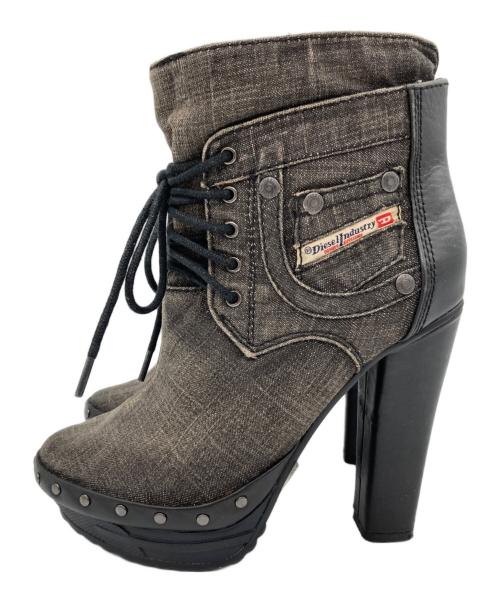 DIESEL（ディーゼル）DIESEL (ディーゼル) デニムヒールブーティ/ヒールブーツ グレー サイズ:22.5cmの古着・服飾アイテム